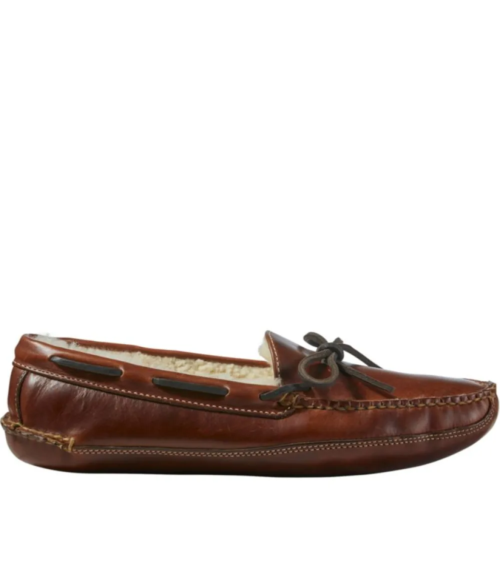 "Men's Leather Double-Sole Slippers, Shearling-Lined"-L.L.Bean Clearance