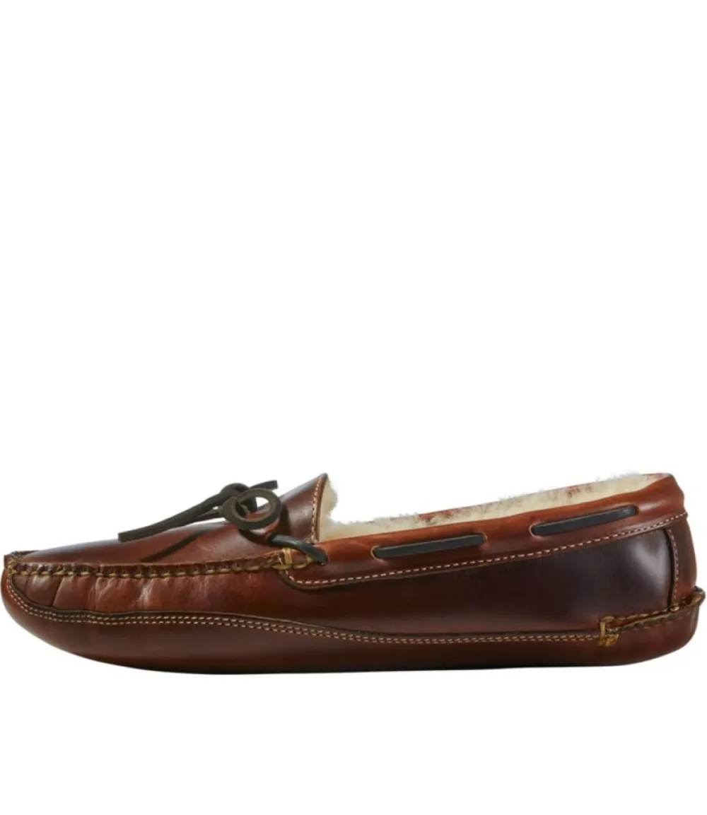 "Men's Leather Double-Sole Slippers, Shearling-Lined"-L.L.Bean Clearance