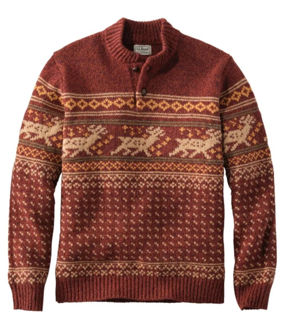 "Men's Classic Ragg Wool Fair Isle Henley Sweater"-L.L.Bean Outlet