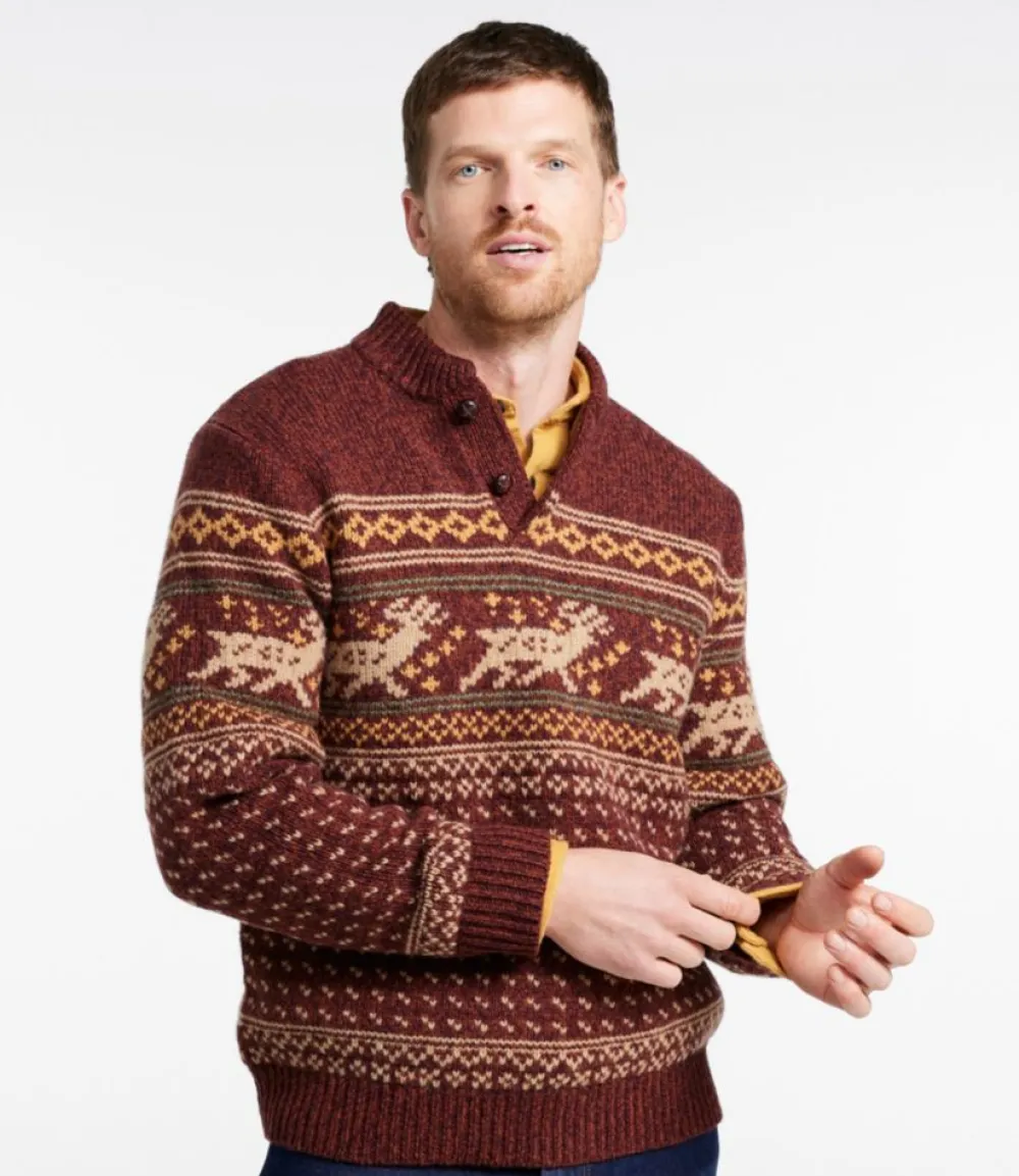 "Men's Classic Ragg Wool Fair Isle Henley Sweater"-L.L.Bean Outlet