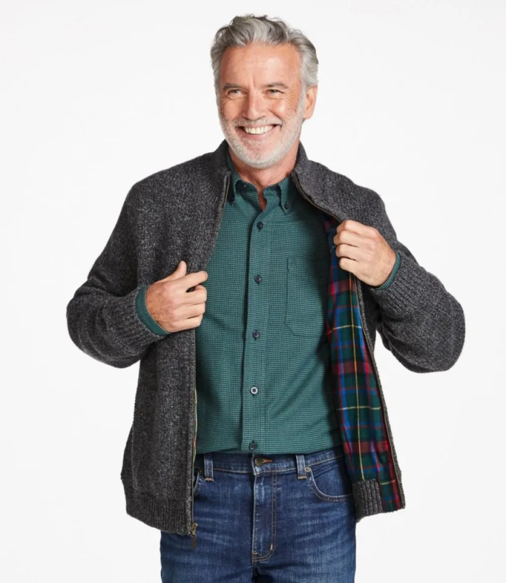 "Men's Classic Ragg Wool Sweater, Full-Zip Flannel-Lined"-L.L.Bean Shop