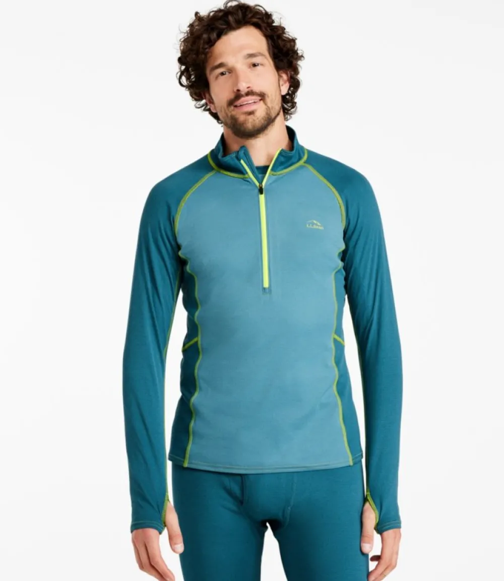 "Men's Midweight Base Layer, 1/4 Zip Color Block"-L.L.Bean Cheap