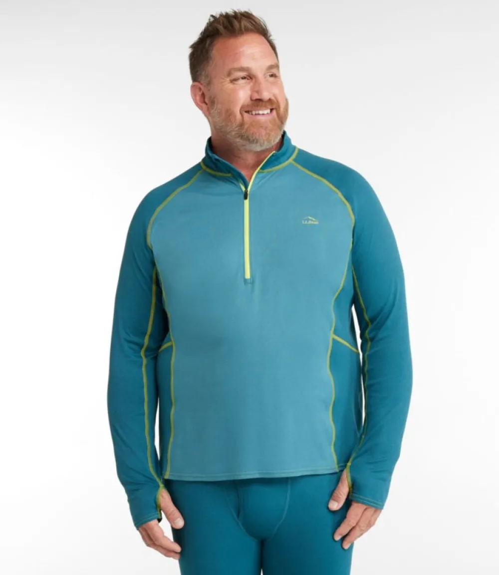 "Men's Midweight Base Layer, 1/4 Zip Color Block"-L.L.Bean Cheap