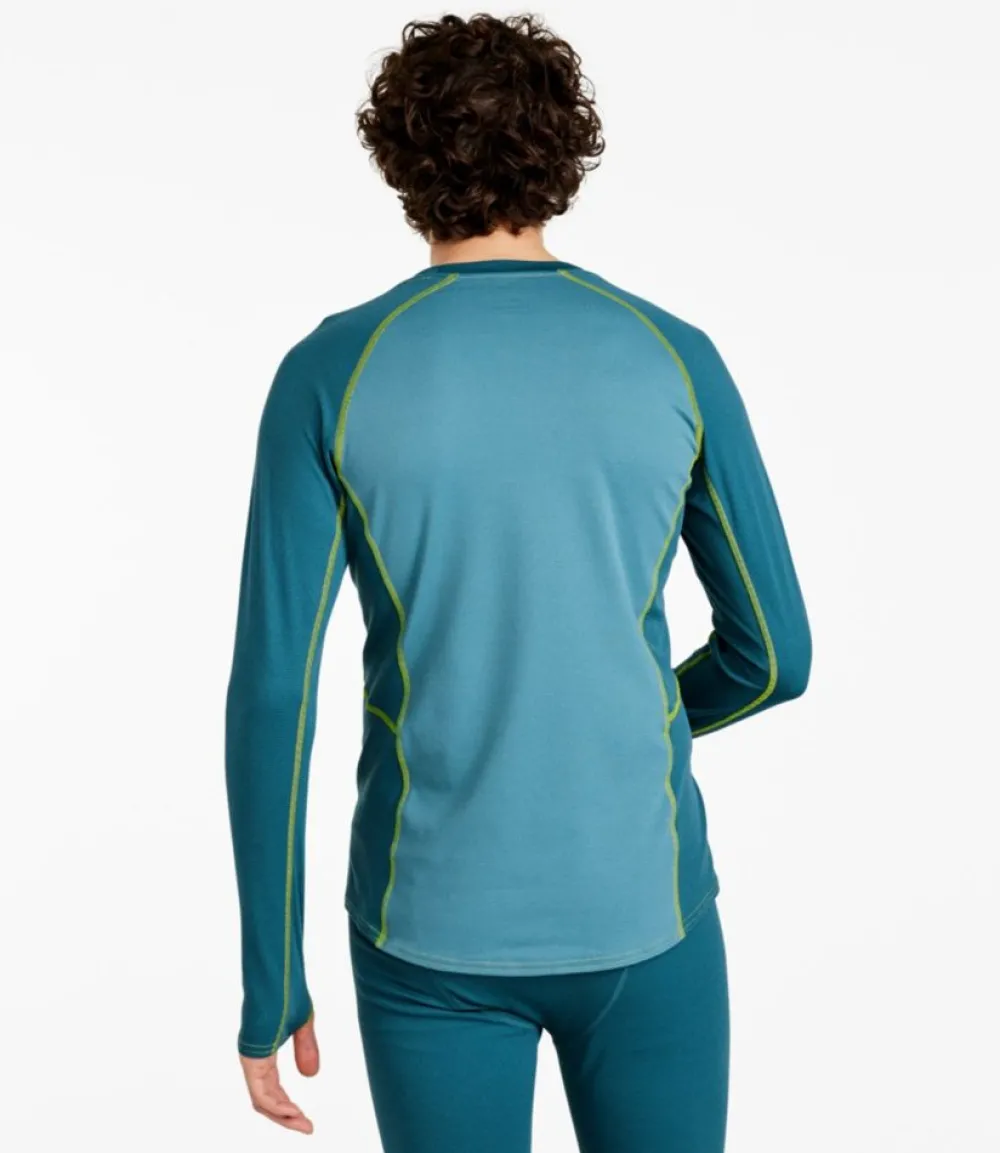 "Men's Midweight Base Layer Crew, Long-Sleeve Color Block"-L.L.Bean Fashion