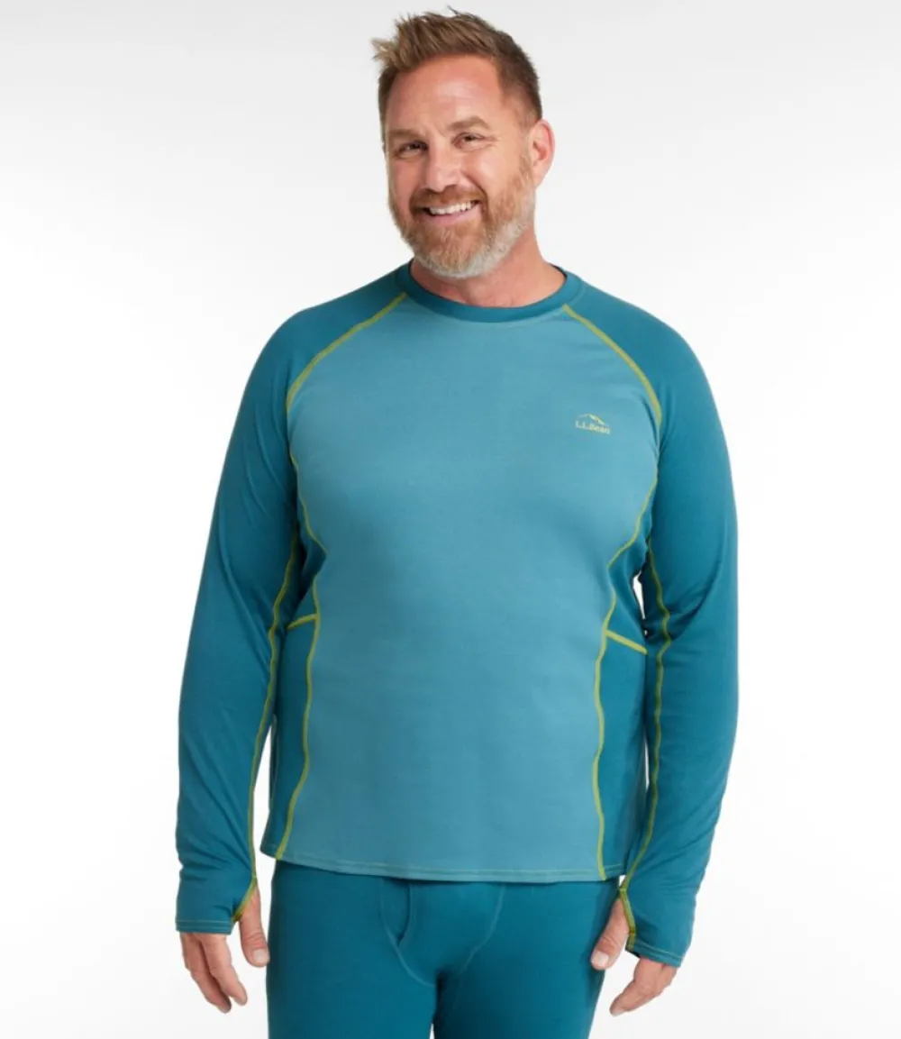 "Men's Midweight Base Layer Crew, Long-Sleeve Color Block"-L.L.Bean Fashion