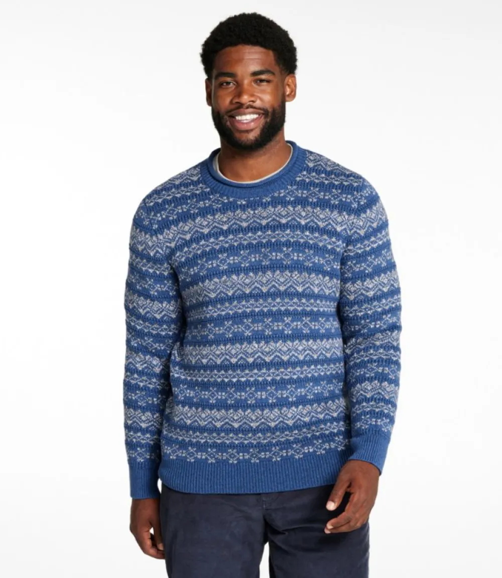 "Men's Organic Cotton Waffle Sweater, Crewneck, Fair Isle"-L.L.Bean Discount