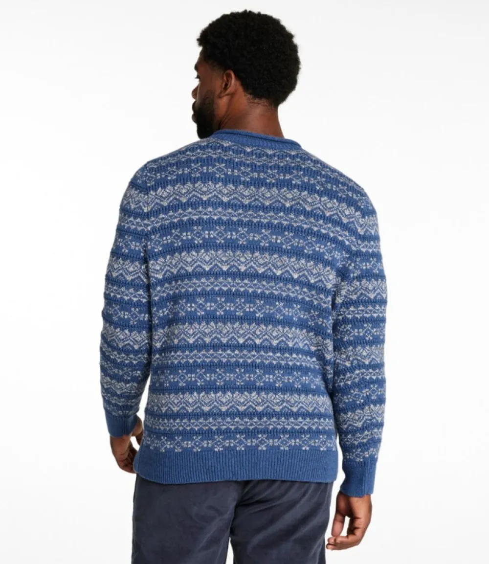 "Men's Organic Cotton Waffle Sweater, Crewneck, Fair Isle"-L.L.Bean Discount