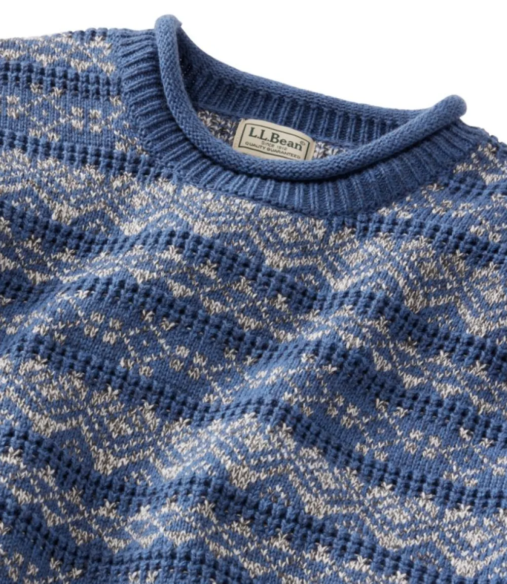 "Men's Organic Cotton Waffle Sweater, Crewneck, Fair Isle"-L.L.Bean Discount