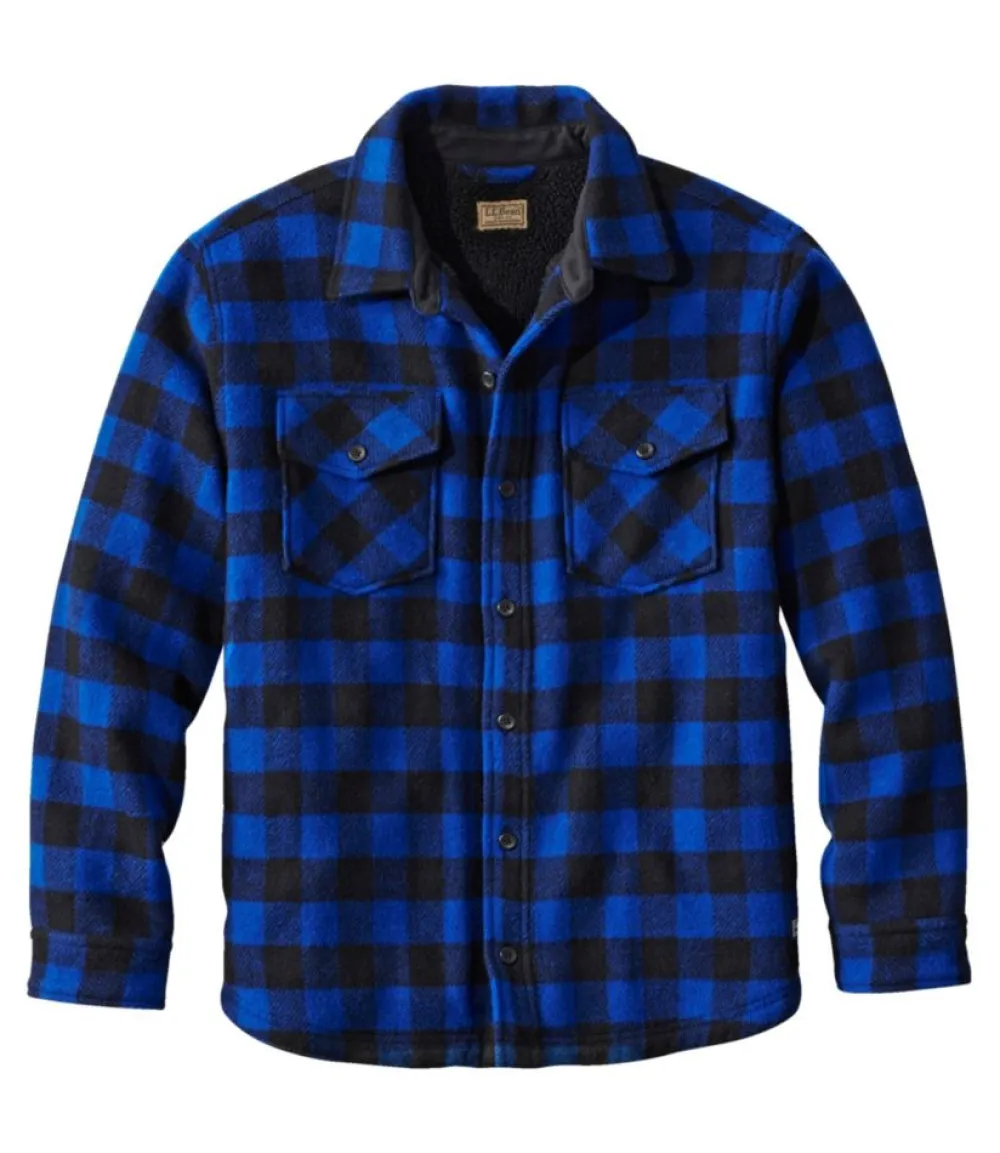 "Men's Maine Guide Sherpa Lined Wool Shirt"-L.L.Bean New