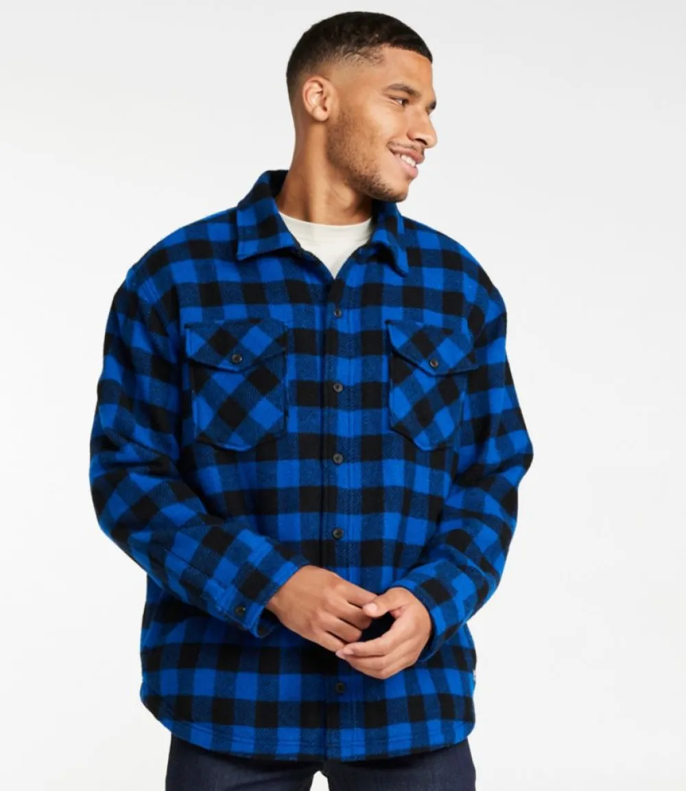 "Men's Maine Guide Sherpa Lined Wool Shirt"-L.L.Bean New