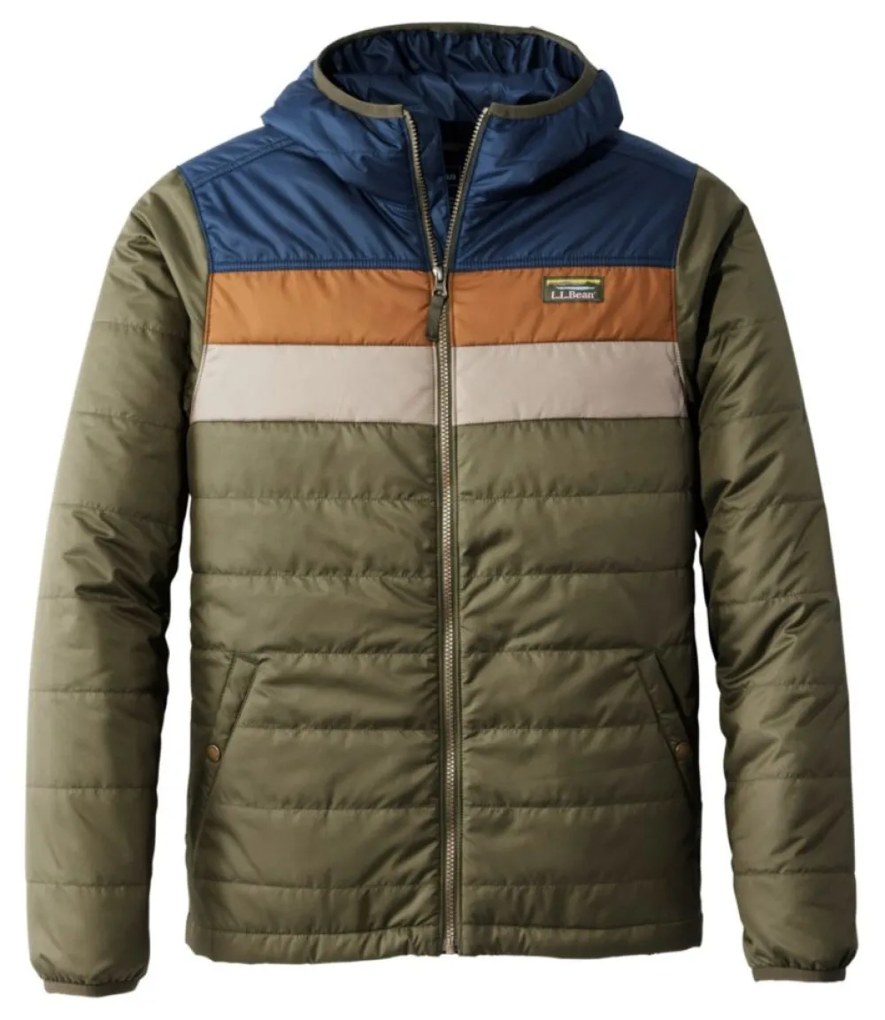 "Men's Mountain Classic Puffer Hooded Jacket, Colorblock"-L.L.Bean Clearance