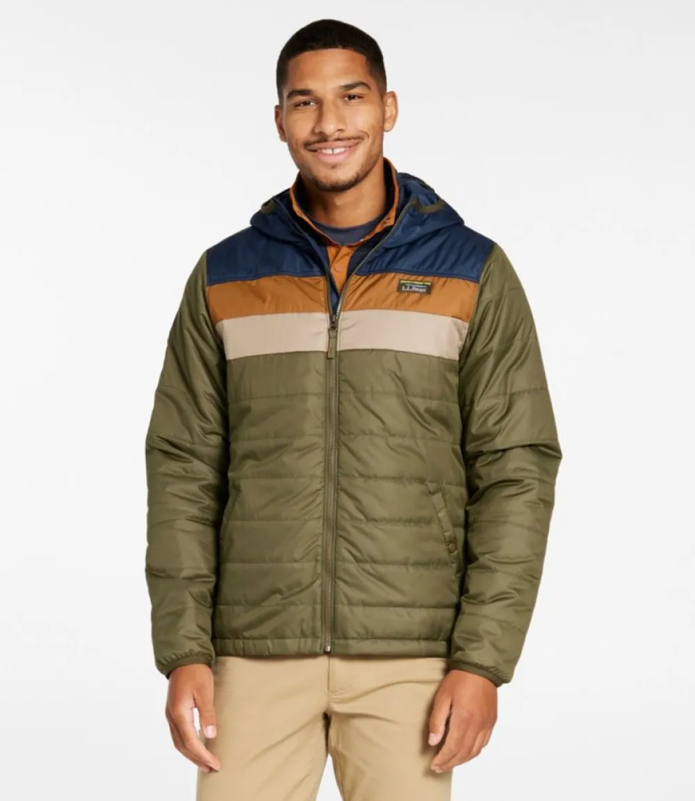 "Men's Mountain Classic Puffer Hooded Jacket, Colorblock"-L.L.Bean Clearance