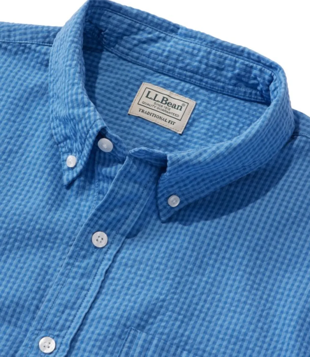 "Men's Organic Cotton Seersucker Shirt, Long-Sleeve, Traditional Fit, Plaid"-L.L.Bean Cheap