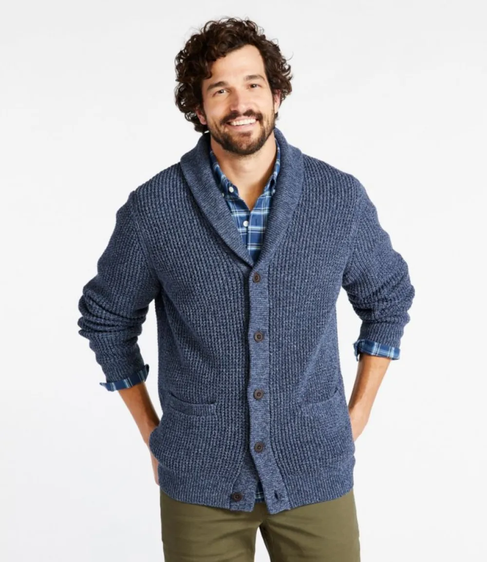 "Men's Organic Cotton Waffle Sweater, Cardigan"-L.L.Bean New