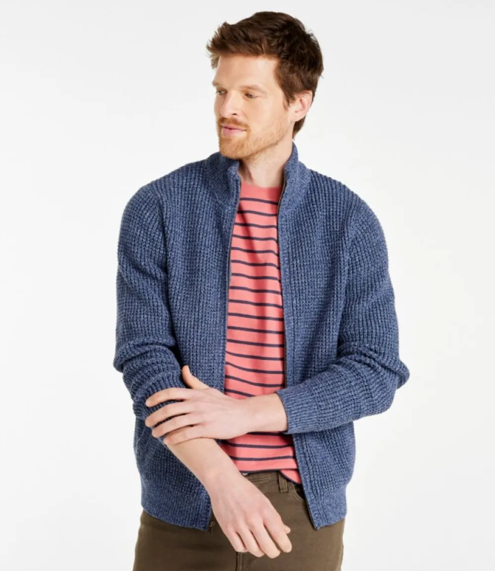 "Men's Organic Cotton Waffle Sweater, Full Zip"-L.L.Bean Cheap