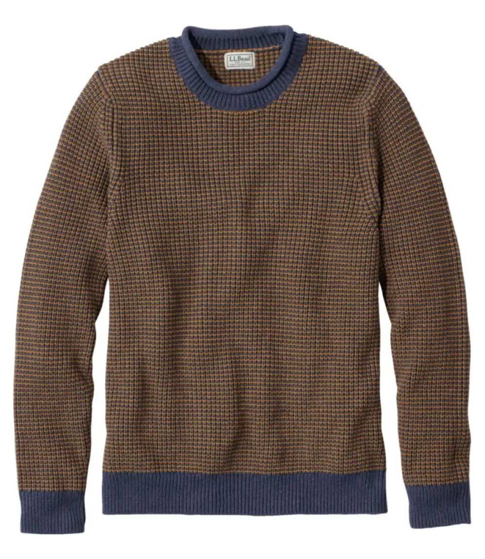 "Men's Organic Cotton Waffle Sweater, Rollneck Crew, Stripe"-L.L.Bean Cheap