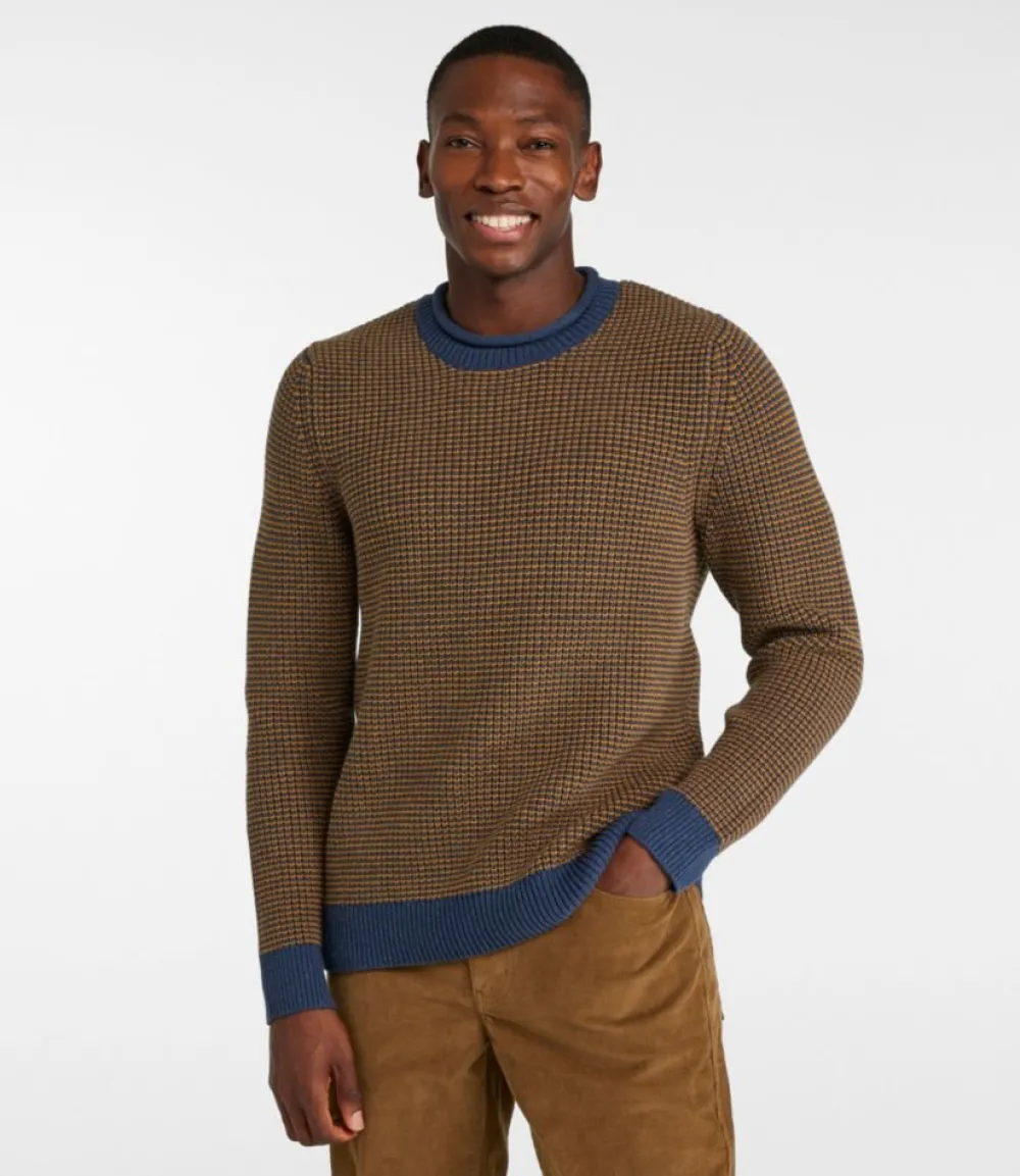 "Men's Organic Cotton Waffle Sweater, Rollneck Crew, Stripe"-L.L.Bean Cheap
