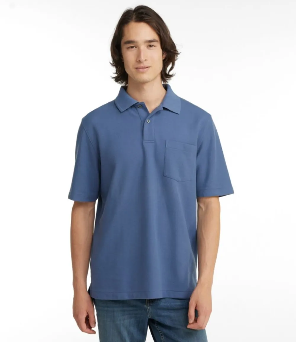 "Men's Premium Double L® Polo, Hemmed Short-Sleeve with Pocket"-L.L.Bean Discount