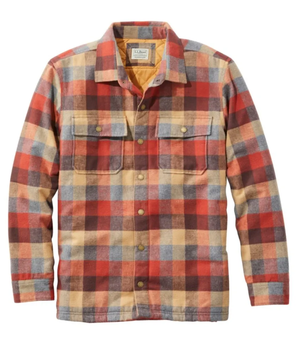 "Men's PrimaLoft Lined Chamois Shirt Jac, Traditional Untucked Fit, Plaid"-L.L.Bean Hot