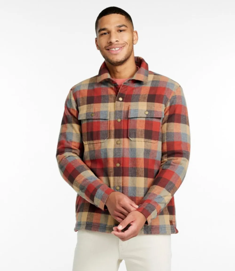 "Men's PrimaLoft Lined Chamois Shirt Jac, Traditional Untucked Fit, Plaid"-L.L.Bean Hot