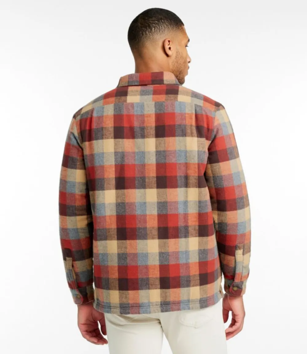 "Men's PrimaLoft Lined Chamois Shirt Jac, Traditional Untucked Fit, Plaid"-L.L.Bean Hot