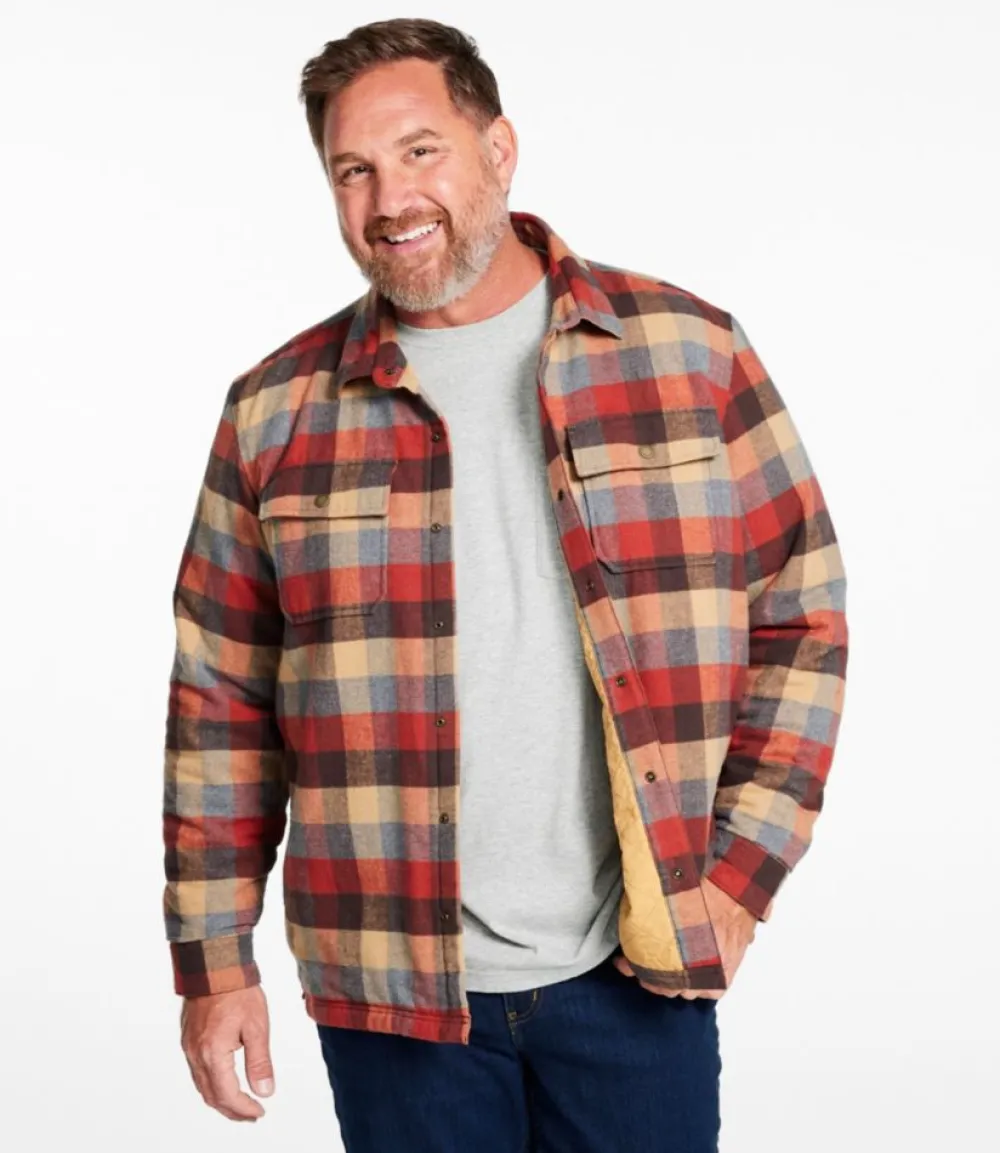 "Men's PrimaLoft Lined Chamois Shirt Jac, Traditional Untucked Fit, Plaid"-L.L.Bean Hot