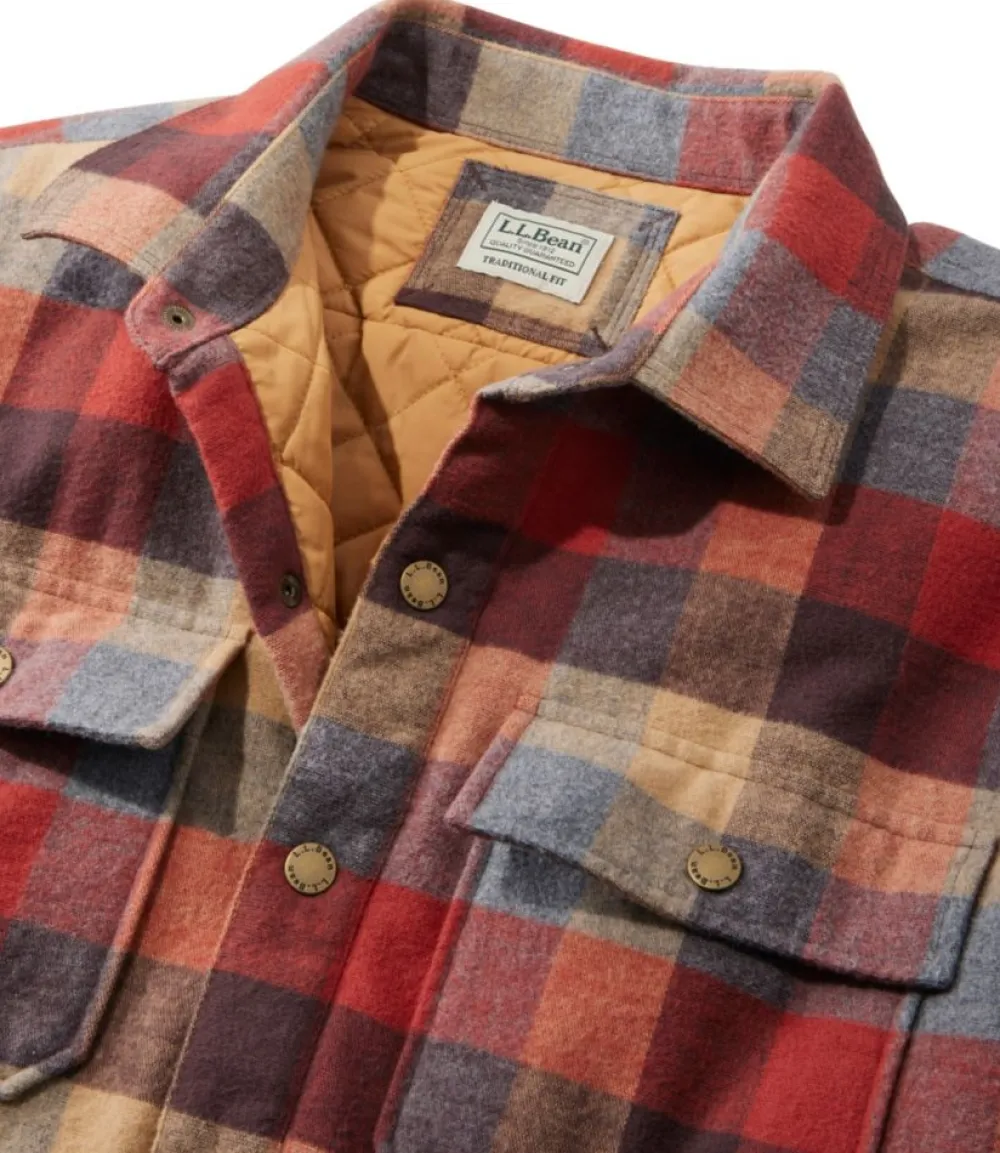 "Men's PrimaLoft Lined Chamois Shirt Jac, Traditional Untucked Fit, Plaid"-L.L.Bean Hot