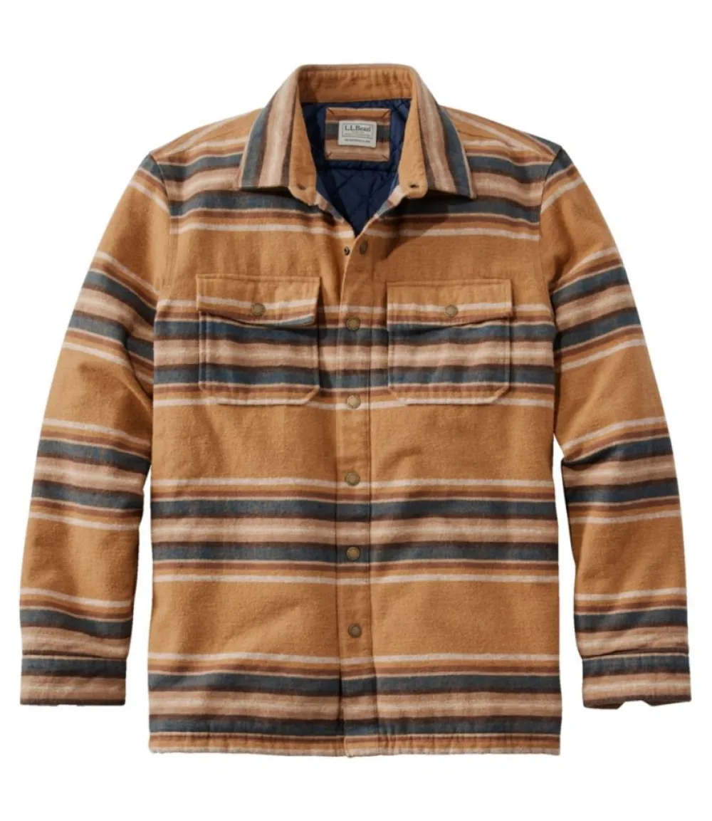 "Men's PrimaLoft Lined Chamois Shirt Jac, Traditional Untucked Fit, Stripe"-L.L.Bean Store