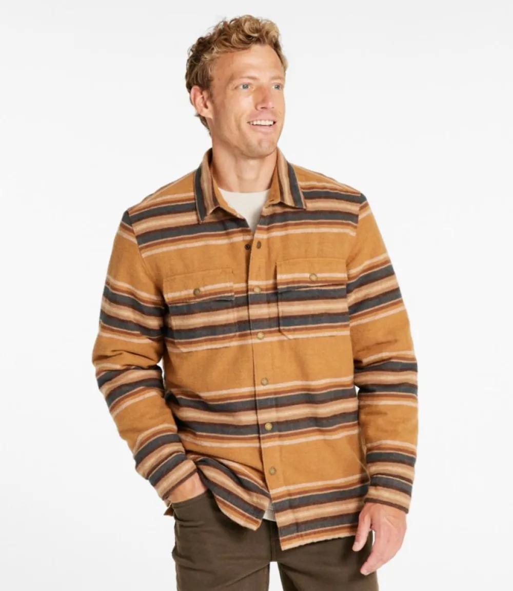 "Men's PrimaLoft Lined Chamois Shirt Jac, Traditional Untucked Fit, Stripe"-L.L.Bean Store