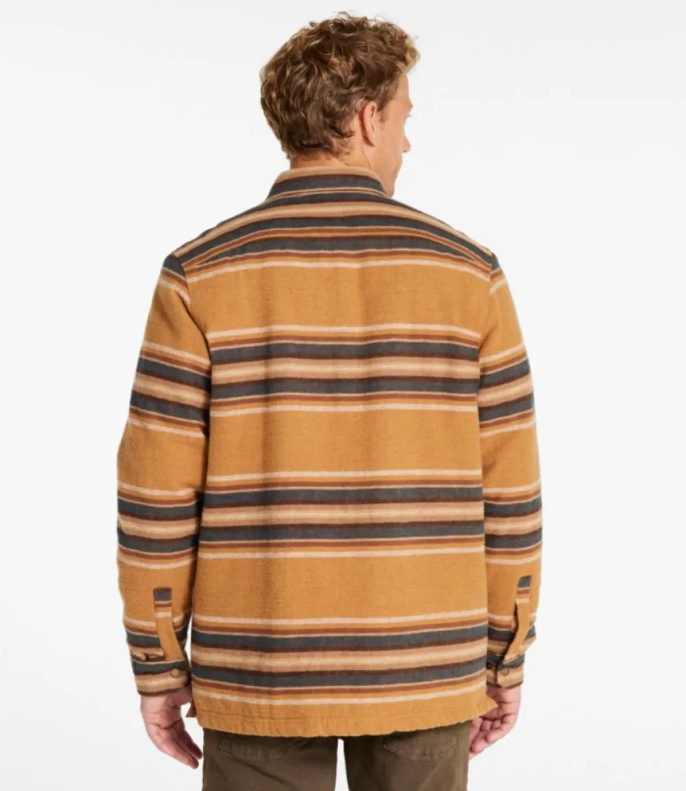 "Men's PrimaLoft Lined Chamois Shirt Jac, Traditional Untucked Fit, Stripe"-L.L.Bean Store