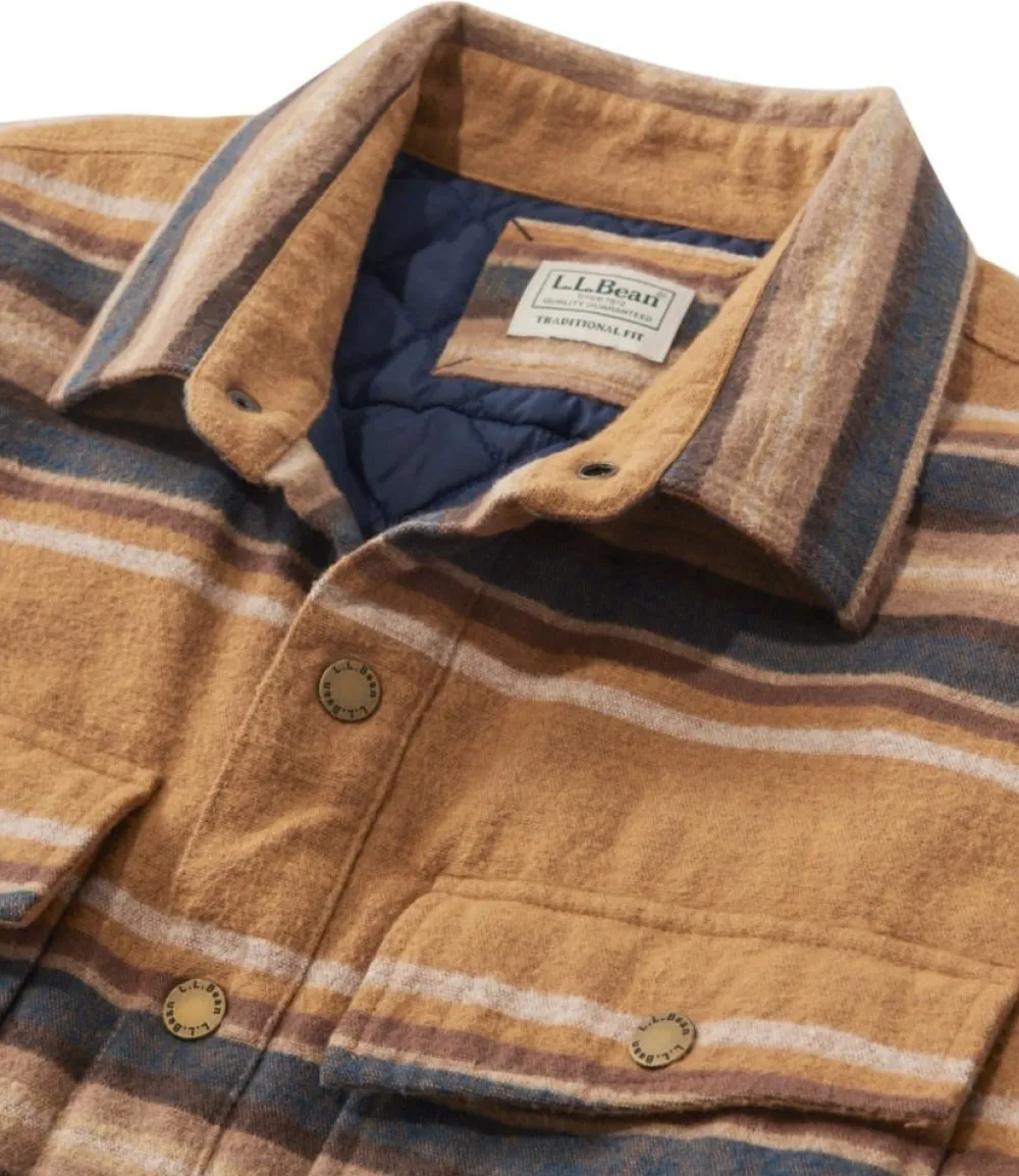 "Men's PrimaLoft Lined Chamois Shirt Jac, Traditional Untucked Fit, Stripe"-L.L.Bean Store