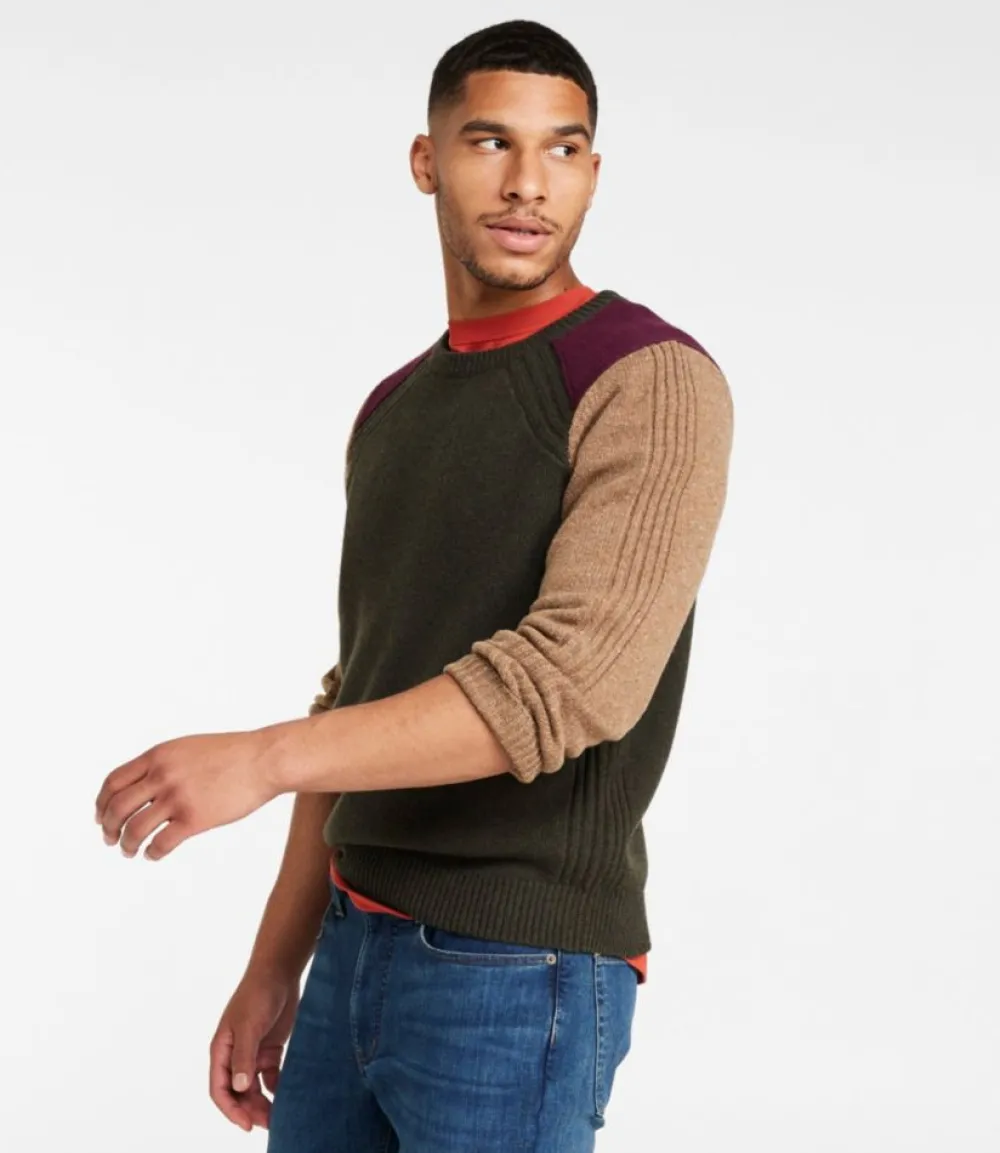 "Men's Rangeley Merino Sweater, Crewneck, Colorblock"-L.L.Bean Store