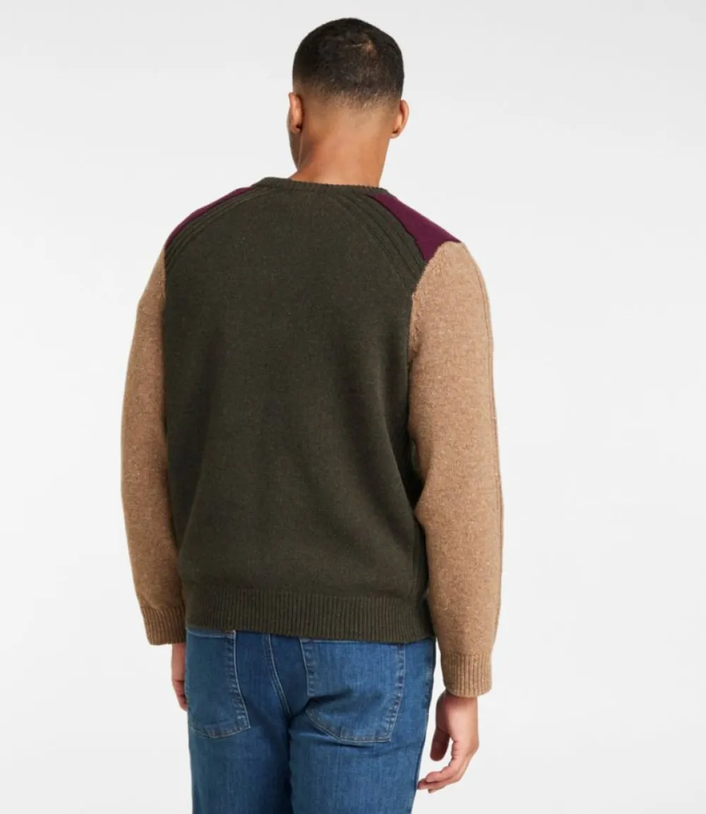 "Men's Rangeley Merino Sweater, Crewneck, Colorblock"-L.L.Bean Store