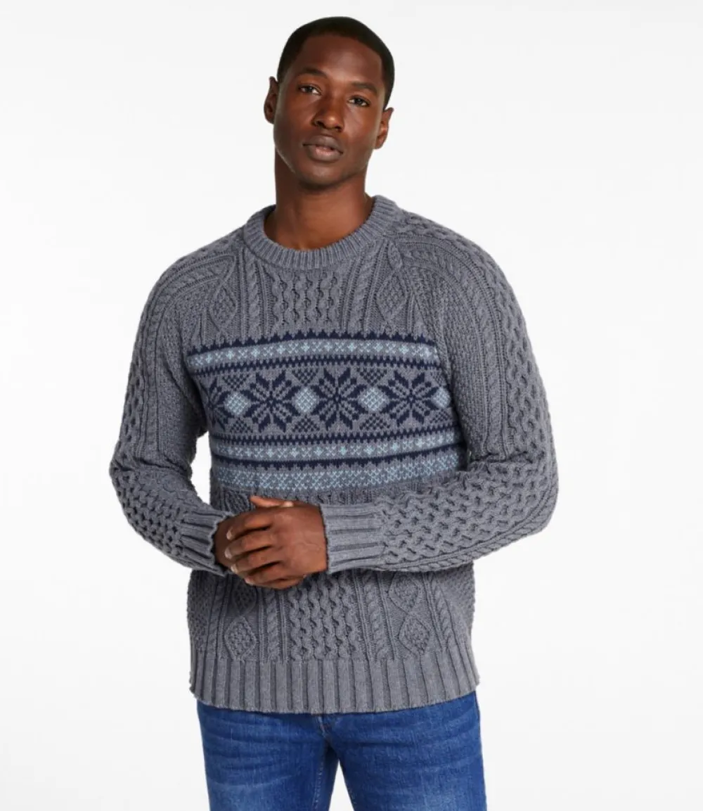"Men's Signature Cotton Fisherman Sweater, Crewneck, Fair Isle"-L.L.Bean Best Sale
