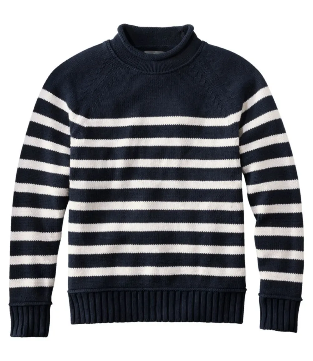 "Men's Signature Organic Cotton Rollneck Sweater, Stripe"-L.L.Bean Shop
