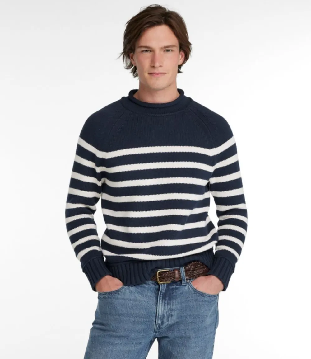 "Men's Signature Organic Cotton Rollneck Sweater, Stripe"-L.L.Bean Shop