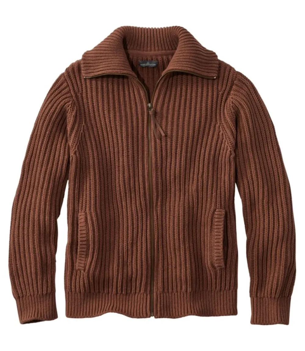 "Men's Signature Organic Cotton Sweater, Funnel Neck, Full Zip"-L.L.Bean Outlet