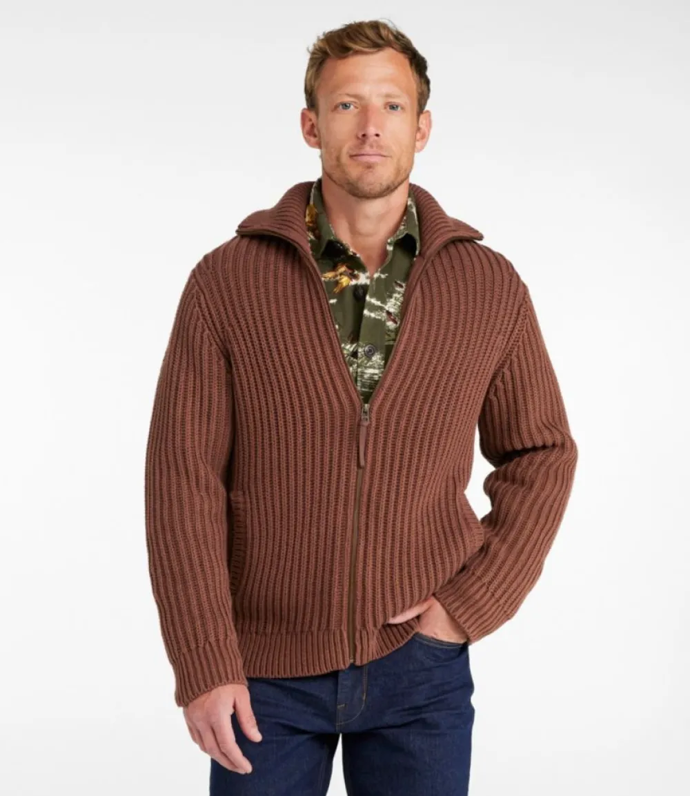 "Men's Signature Organic Cotton Sweater, Funnel Neck, Full Zip"-L.L.Bean Outlet