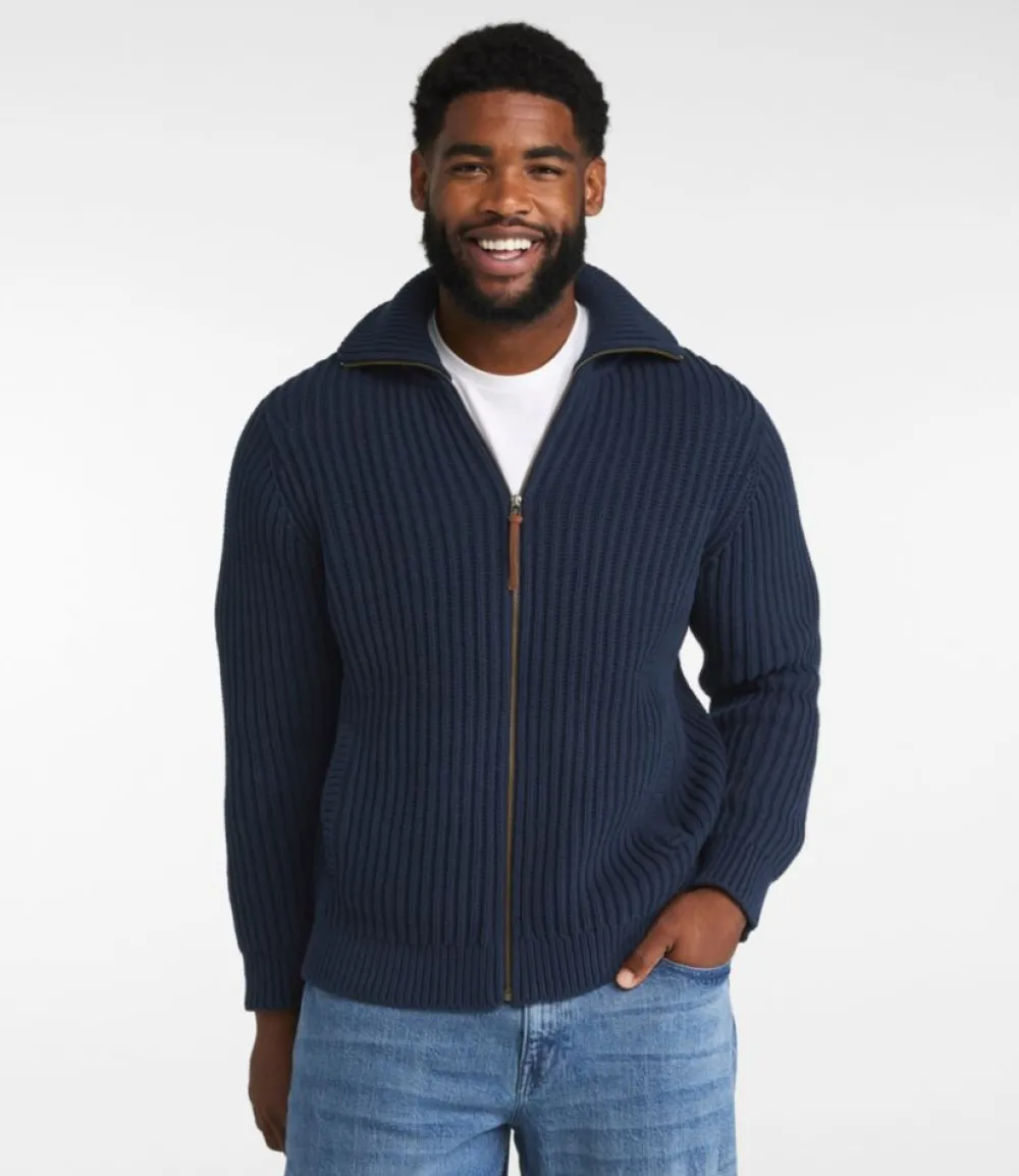 "Men's Signature Organic Cotton Sweater, Funnel Neck, Full Zip"-L.L.Bean Outlet