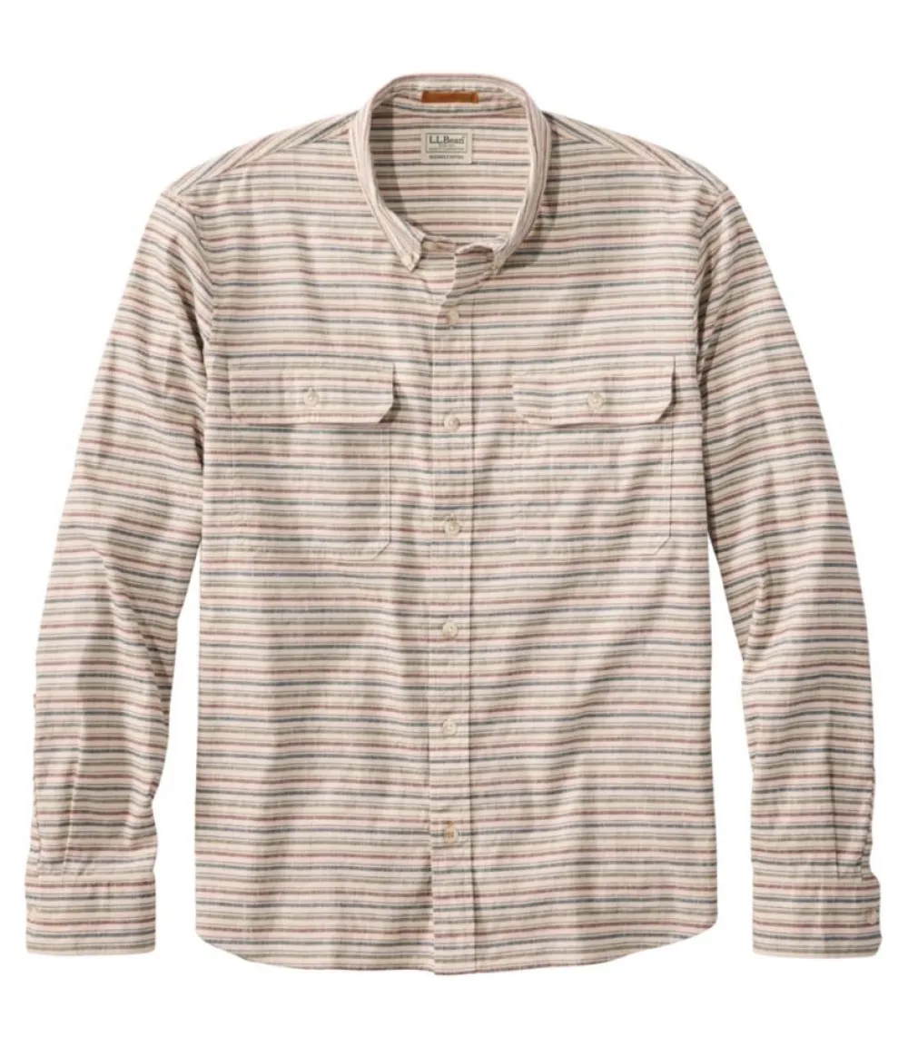 "Men's Stonecoast Hemp Shirt, Long-Sleeve, Slightly Fitted Untucked Fit, Stripe"-L.L.Bean Fashion