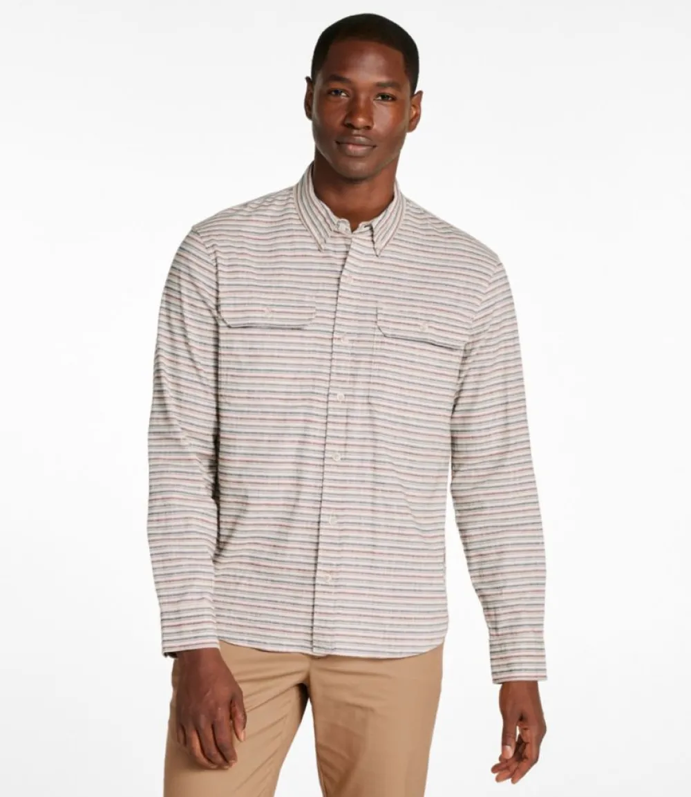 "Men's Stonecoast Hemp Shirt, Long-Sleeve, Slightly Fitted Untucked Fit, Stripe"-L.L.Bean Fashion