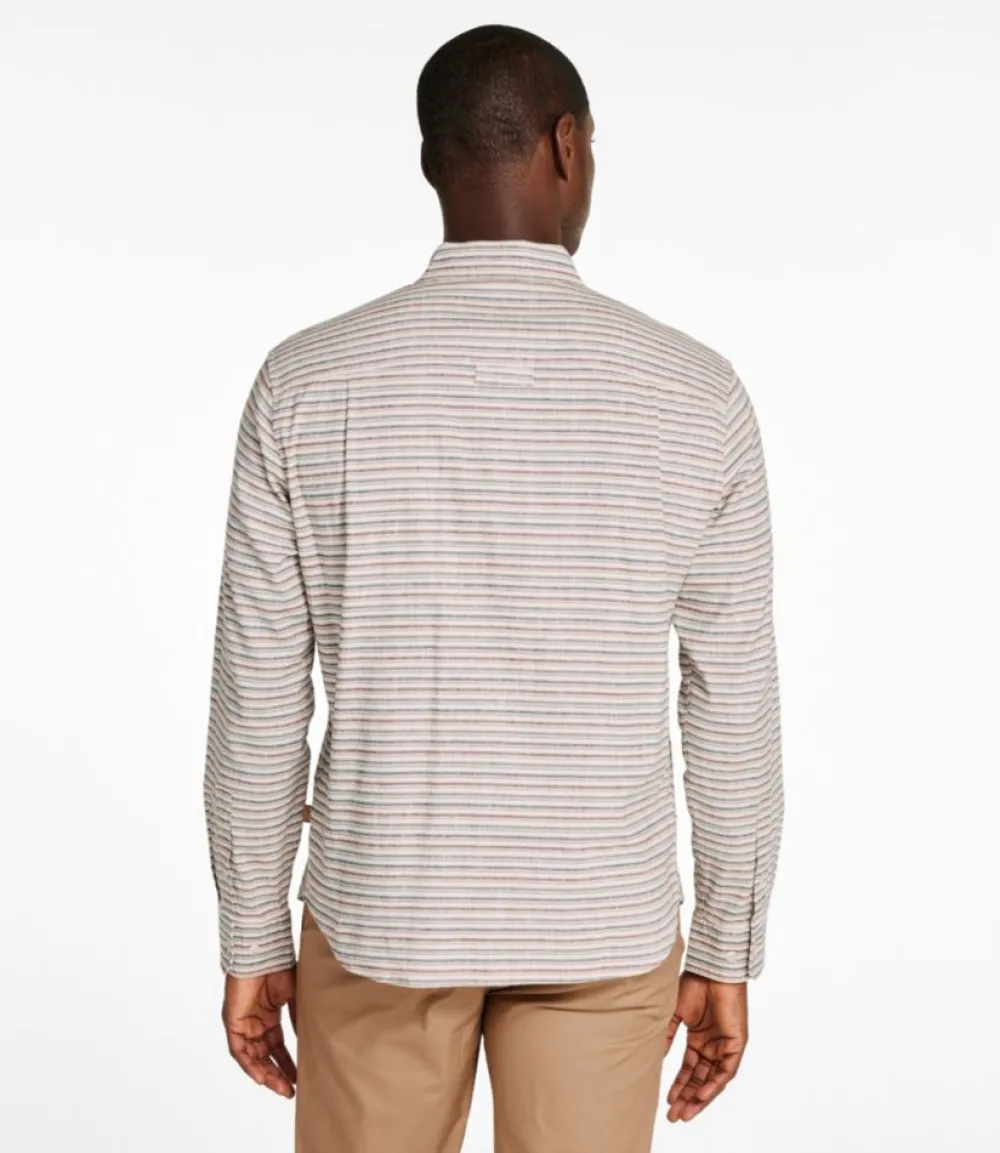 "Men's Stonecoast Hemp Shirt, Long-Sleeve, Slightly Fitted Untucked Fit, Stripe"-L.L.Bean Fashion