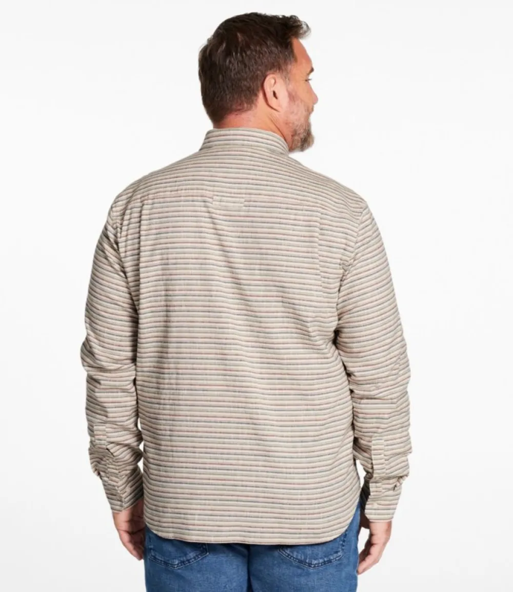 "Men's Stonecoast Hemp Shirt, Long-Sleeve, Slightly Fitted Untucked Fit, Stripe"-L.L.Bean Fashion