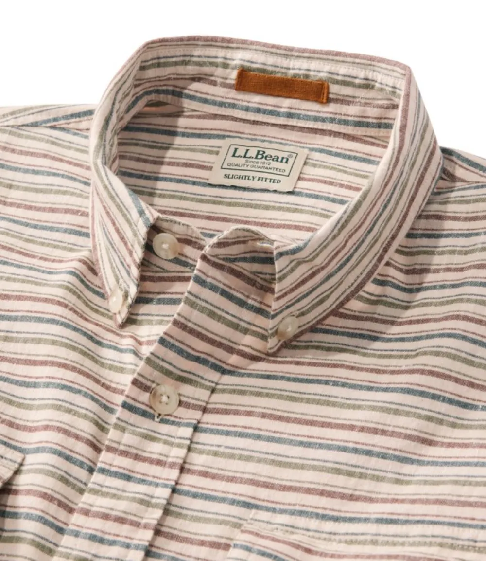 "Men's Stonecoast Hemp Shirt, Long-Sleeve, Slightly Fitted Untucked Fit, Stripe"-L.L.Bean Fashion