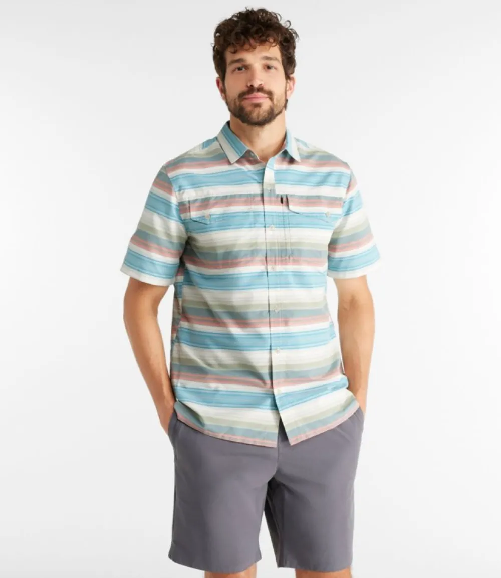 "Men's SunSmart® Cool Weave Woven Shirt, Short-Sleeve Stripe"-L.L.Bean Clearance