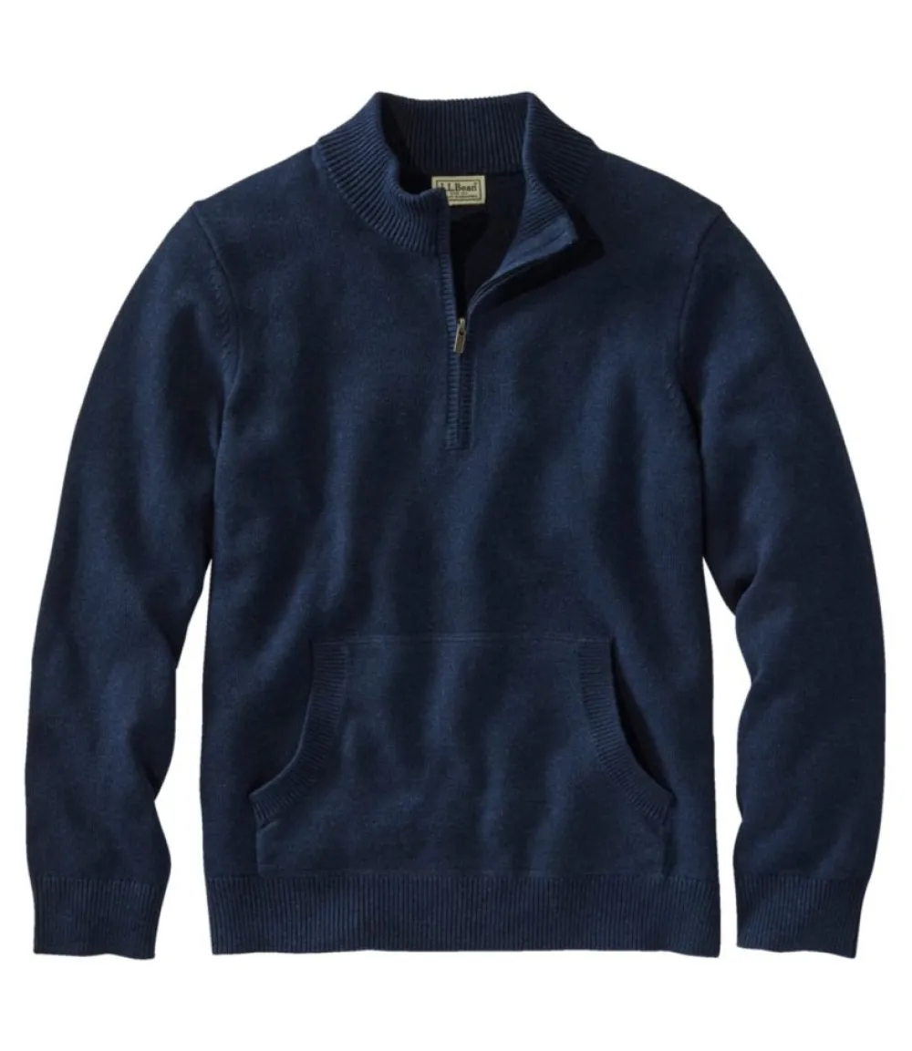 "Men's Wicked Soft Cotton/Cashmere Sweater, 1/4 Zip"-L.L.Bean Cheap