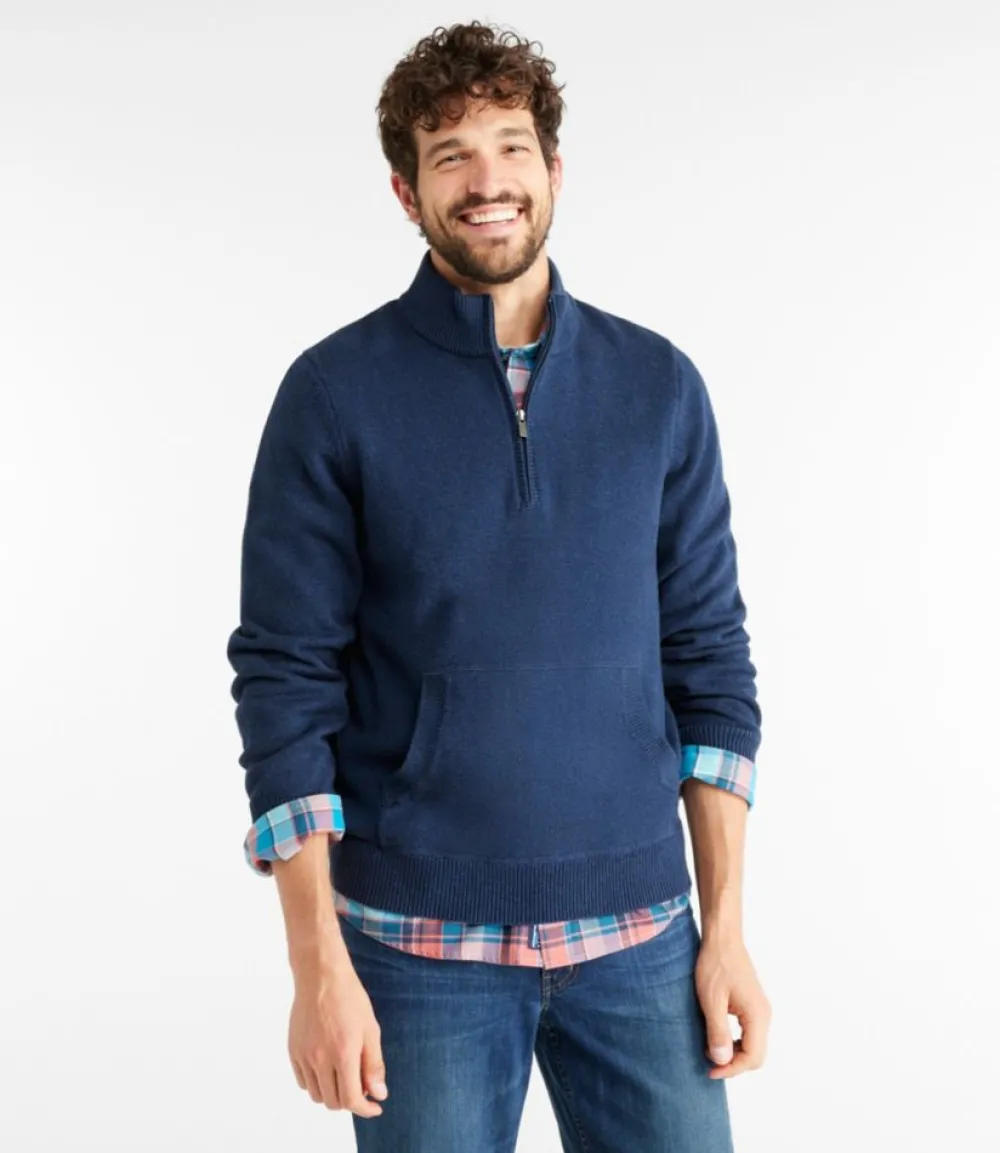 "Men's Wicked Soft Cotton/Cashmere Sweater, 1/4 Zip"-L.L.Bean Cheap