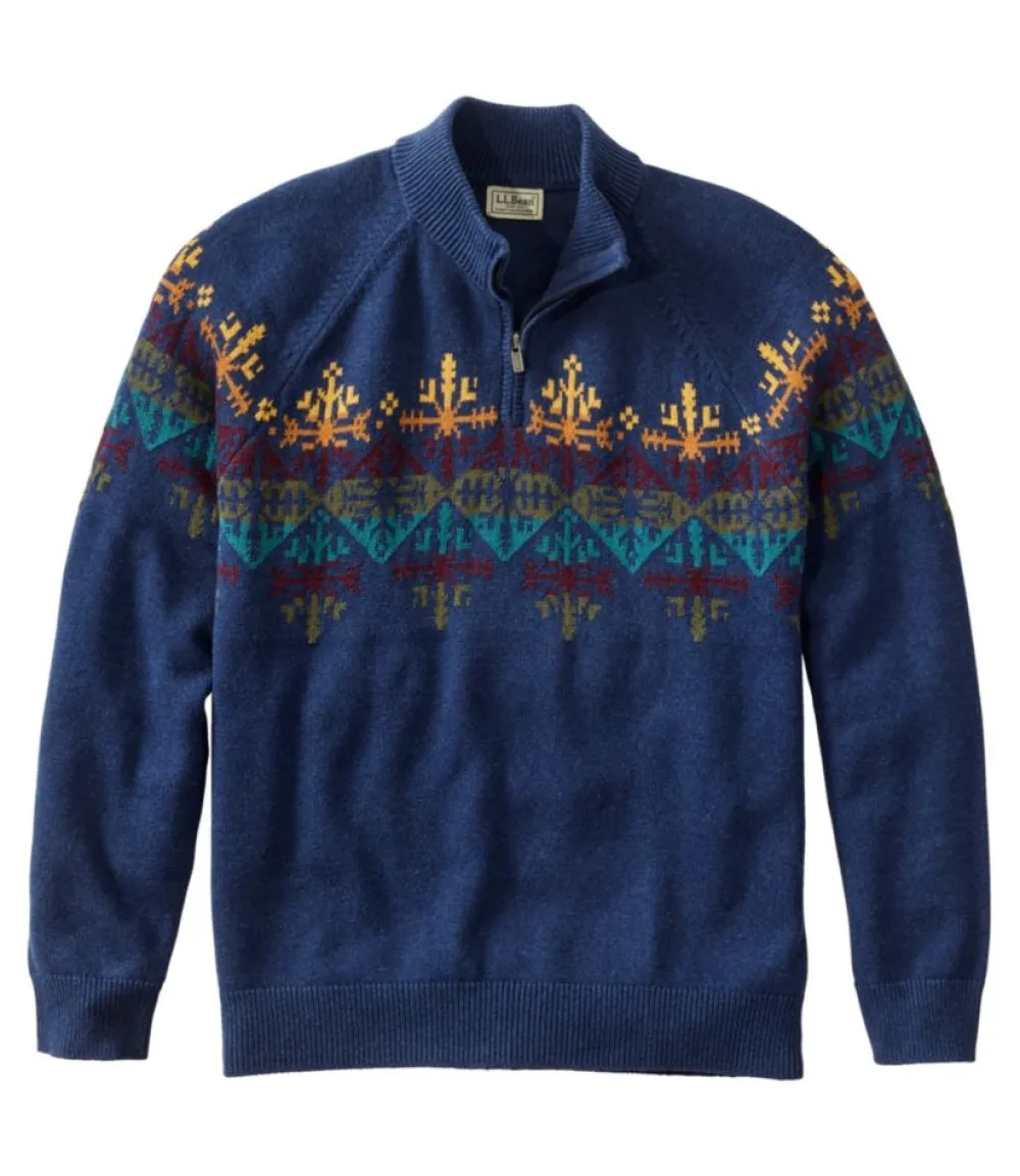 "Men's Wicked Soft Cotton/Cashmere Sweater, 1/4 Zip, Pattern"-L.L.Bean Online