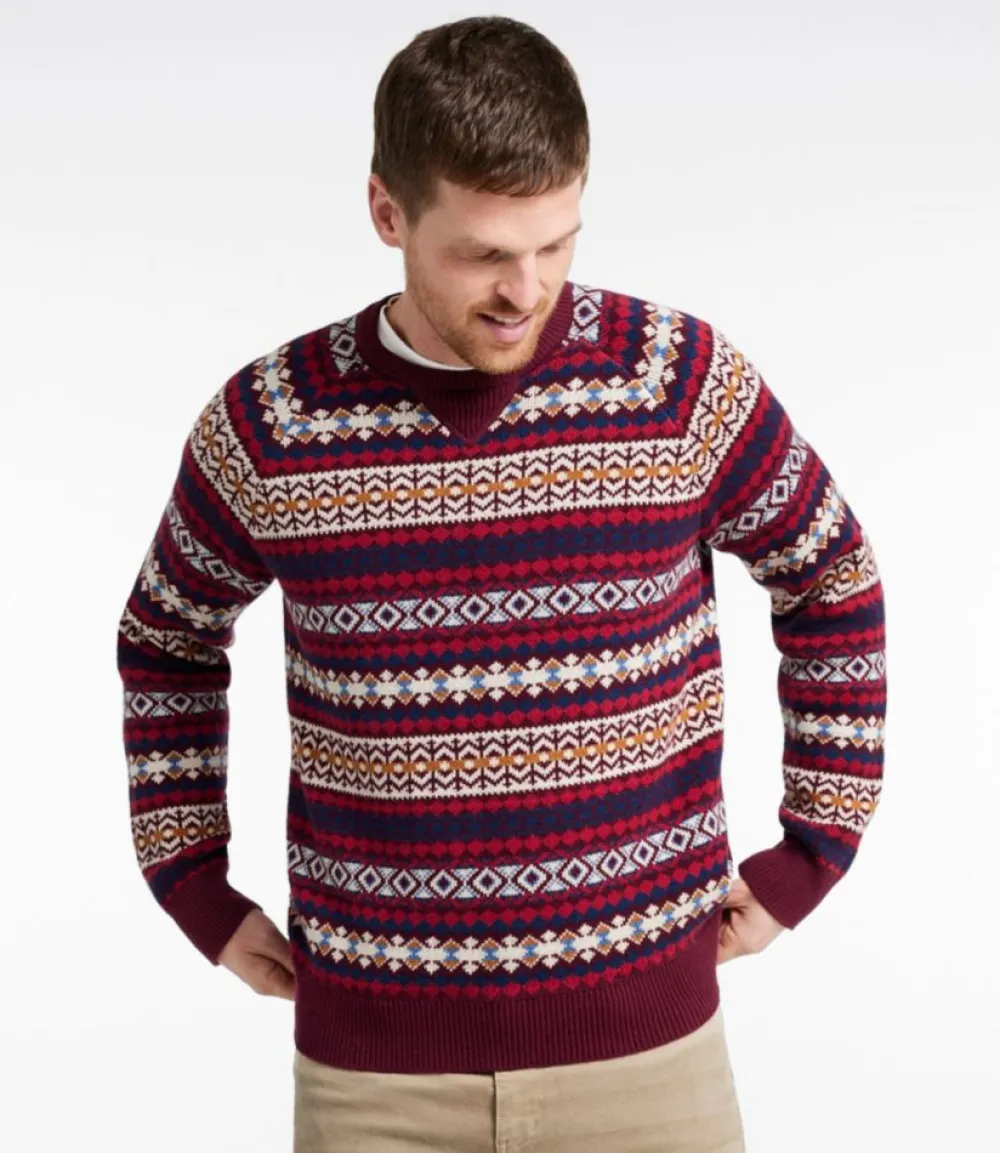 "Men's Wicked Soft Cotton/Cashmere Sweater, Crewneck, Pattern"-L.L.Bean Store