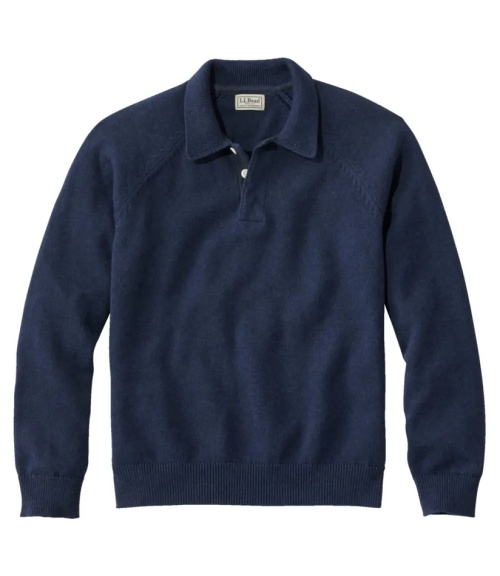 "Men's Wicked Soft Cotton/Cashmere Sweater, Rugby Polo"-L.L.Bean Flash Sale